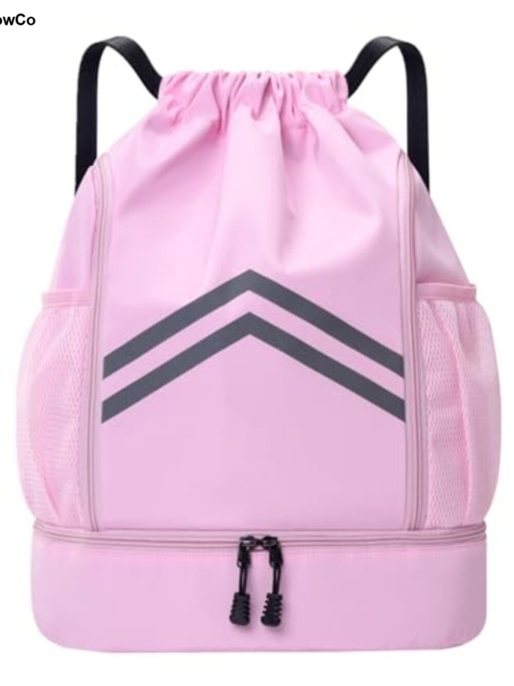 Water Resistant Drawstring Backpack Gym Bag with Shoes Compartment